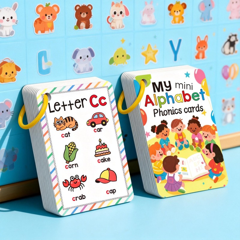 Flash Card Alphabet - การ์ดเสริมสร้างความรู้ตัวอักษรภาษาอังกฤษสำหรับเด็ก การ์ดภาพสัตว์พร้อมตัวอักษรภาษาอังกฤษ 26 ตัว การ์ดแฟลชสำหรับการศึกษาปฐมวัย