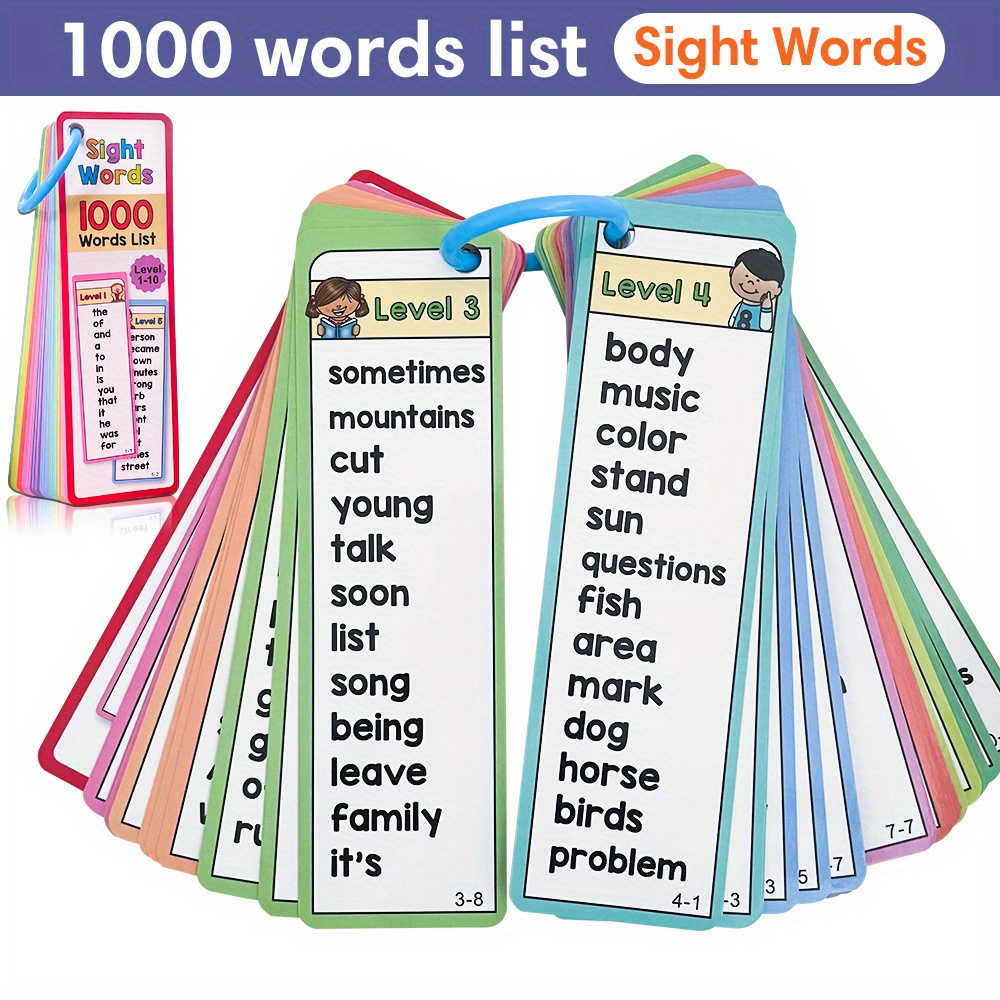 Flash Card Alphabet - 1000 Sight Words แฟลชการ์ดสําหรับเด็กอายุ 6-10 สนุกการเรียนรู้กิจกรรมการ์ดสองด้าน
