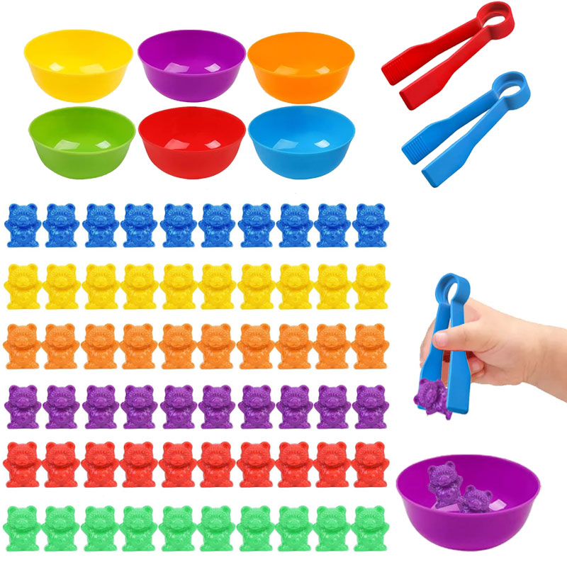 Kids Educational Game 3 - การนับหมีเกมจับคู่สีการเรียงลําดับชามแหนบการเรียนรู้ก่อนวัยเรียนการศึกษาของขวัญของเล่นสําหรับเด็กผู้หญิงเด็กชาย