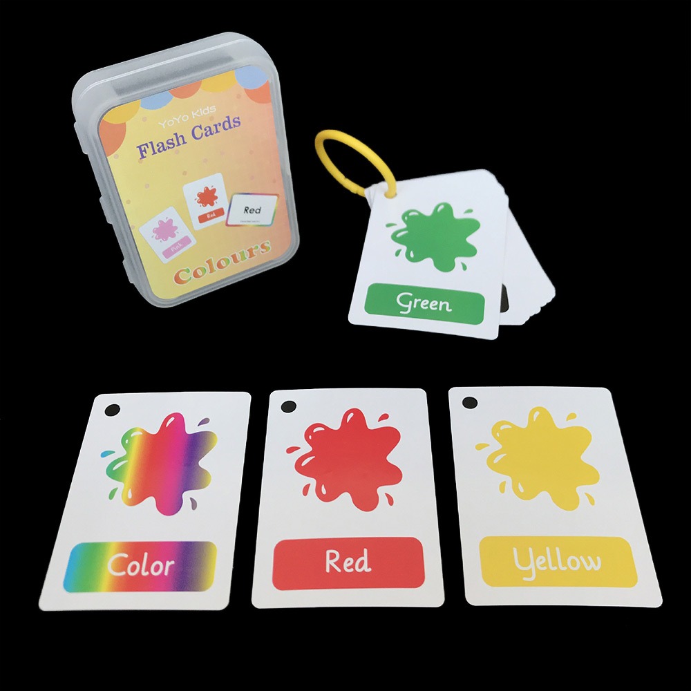 Flash Card Alphabet - พร้อมวงแหวน แผนภูมิตัวอักษร ตัวเลข สี การศึกษาเบื้องต้น การ์ดแฟลชเพื่อการศึกษา