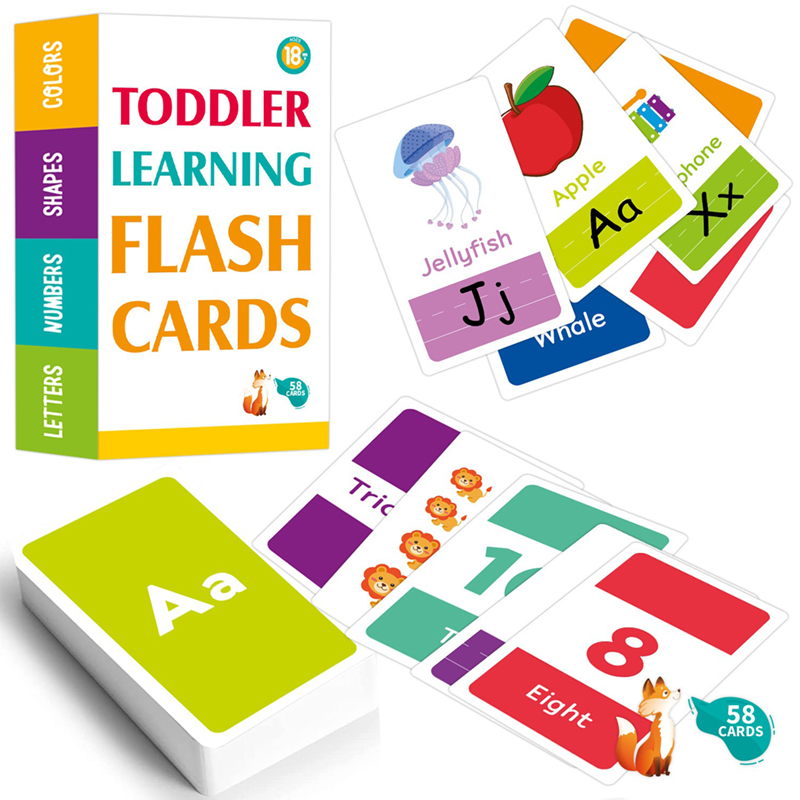 Flash Card Alphabet - การ์ดแฟลช 58 ใบ 26 ตัวอักษรภาษาอังกฤษ การเรียนรู้ตัวเลข