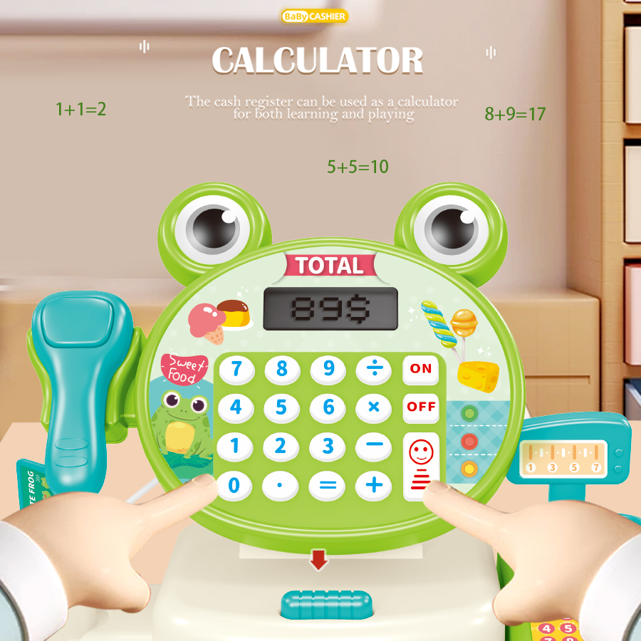 Kids Education Calculator - เครื่องคิดเงินของเล่นเด็ก ชุดของเล่นบทบาทสมมติ ซูเปอร์มาร์เก็ต เครื่องคิดเลขการ์ตูนสัตว์ ของเล่นเสริมพัฒนาการ ของขวัญวันเกิดสำหรับเด็กผู้หญิง