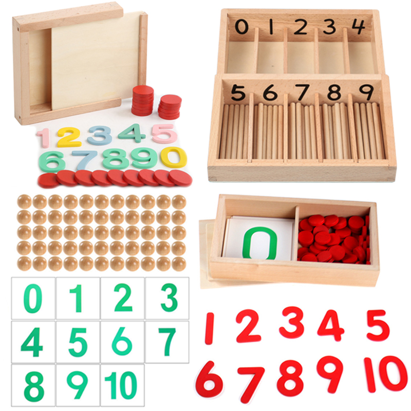 Kids Education Number - นับกล่องคณิตศาสตร์ Montessori ของเล่นเด็กเคาน์เตอร์ไม้ตัวเลขการเรียนรู้ของเล่นก่อนวัยเรียนของเล่นเพื่อการศึกษาเด็กสอน Aids