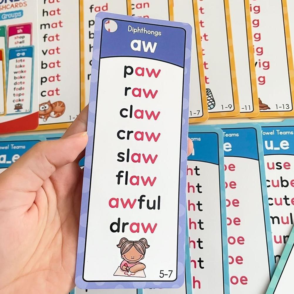 Flash Card Alphabet - 117 กลุ่มแฟลชการ์ดโฟนิคส์สำหรับเด็กการ์ดจับคู่เสียงตัวอักษรการศึกษาเบื้องต้นการอ่านการสะกดคำการเรียนรู้ของเล่นสำหรับเด็ก