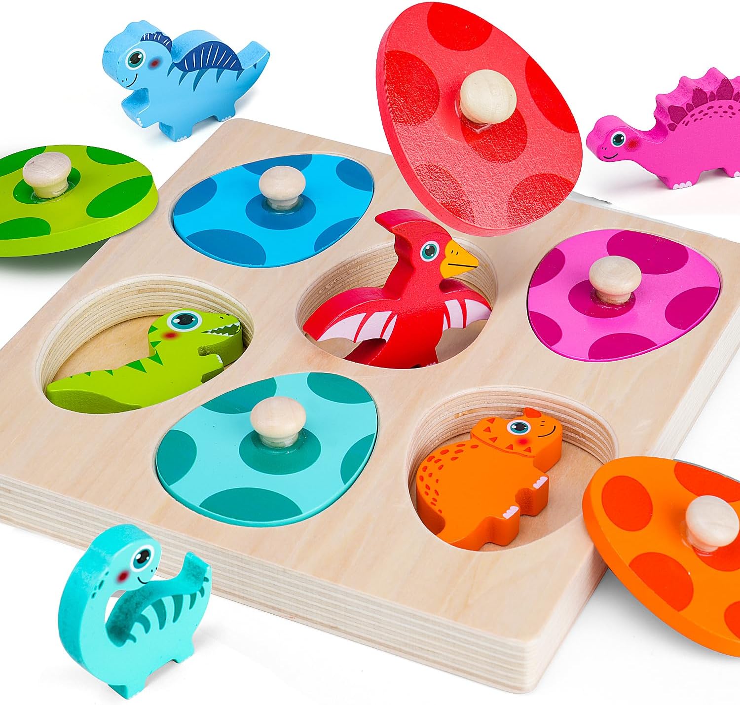 Kids Educational Game 3 - ไม้ไดโนเสาร์จิ๊กซอว์ปริศนาของเล่น Montessori Peg ปริศนาเกมเด็ก 3D ไม้การเรียนรู้ของเล่นเพื่อการศึกษาสําหรับของขวัญ