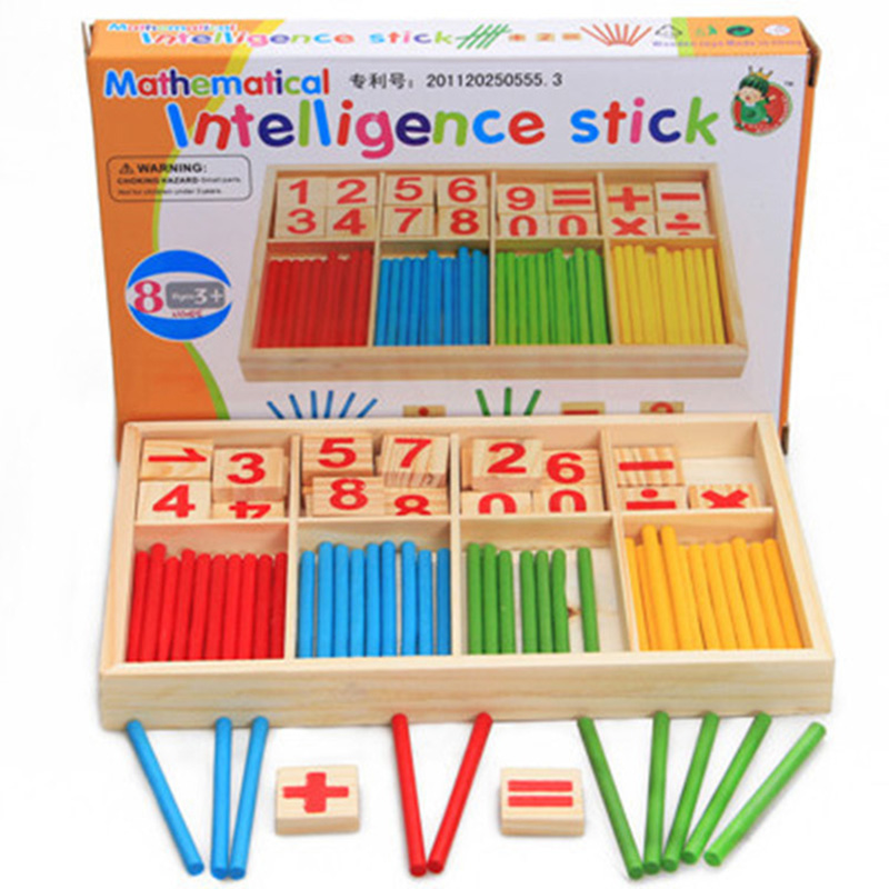 Kids Education Number - DIY Montessori ของเล่นคณิตศาสตร์จำนวนบล็อคไม้นับ Sticks การเรียนรู้เกมการศึกษาของขวัญของเล่นสำหรับเด็ก